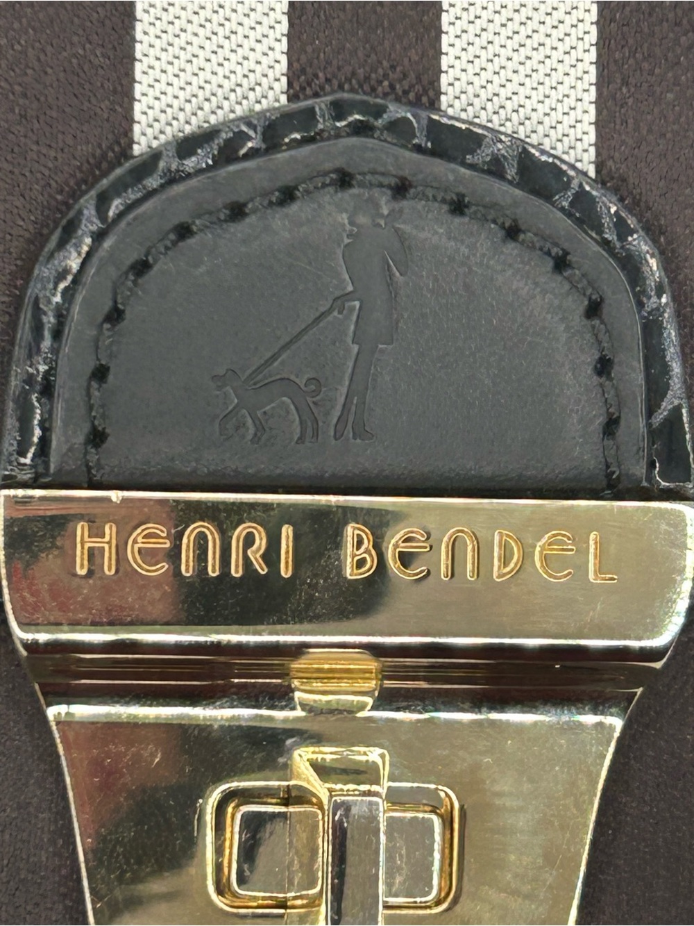 Henri Bendel Vintage Black and White Striped Chain Shoulder Bag - Picture 4 of 8